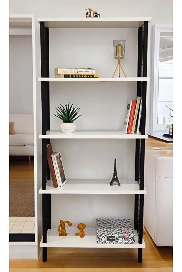 Kitaplık 5 Raflı Geniş Ayakkabılık Banyo Düzenleyici Klasörlük Dekoratif Mutfak Rafı